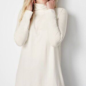 J JILL Luxe Supima Turtleneck Tunic Natural Creme Size XS Petite NWOT
